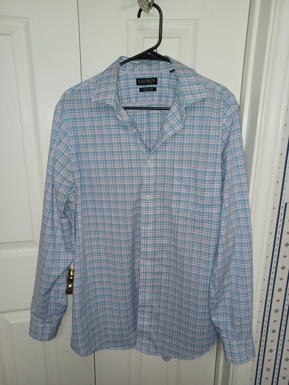 Lauren Ralph Lauren Blue & Pink Plaid Men's Dress Shirt